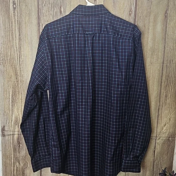 Mens Nautica Plaid Button Down Shirt Non Iron Sz Large Blue Red - Picture 6 of 6